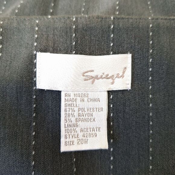 Spiegel Gray Pinstripe Sleeveless Tank Top Belted Business Office Blouse Sz 20W - Picture 5 of 9